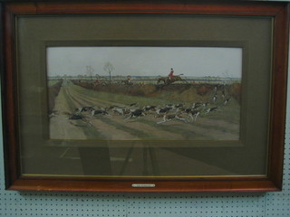 Cecil Aldin, a coloured hunting print "The Pytchley" signed in the margin  12" x 26"