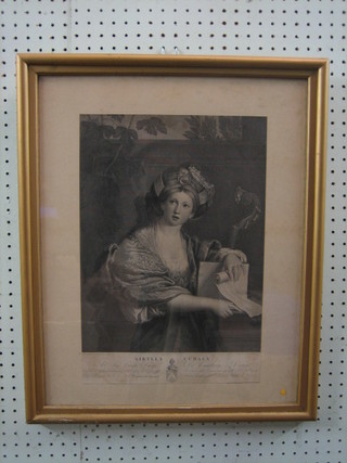 A 19th Century monochrome print "Seated Sibylla Cumaea" 16" x 10"