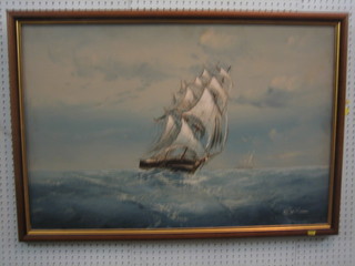 Oil on canvas "Clipper in Full Sail" 24" x 35"