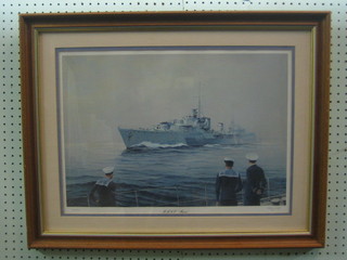 K Knight, limited edition coloured print "HMS Haida" 13" x 20"
