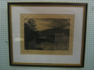 After David Law, a 19th Century monochrome print "Rydal Water" signed in the margin, the reverse with Robert Dunthorne label 11" x 16" contained in a Hogarth frame