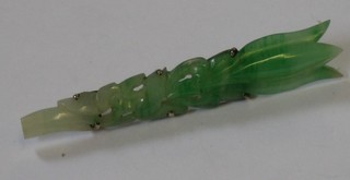 A pierced jade coloured brooch 2 1/2"