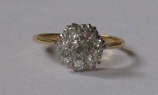 A lady's gold cluster ring set old rose cut diamonds