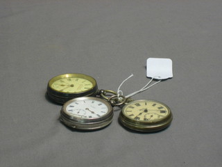 3 silver open faced pocket watches