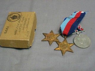 A group of 3 medals comprising 1939-45 Star, France & Germany Star and British War medal to Major J K A Bromley together with 2 dog tags, copy of a letter from Eisenhower with facsimile signature and a copy of a letter with Montgommery with facsimile signature