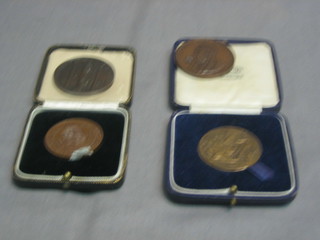 4 various bronze medallions