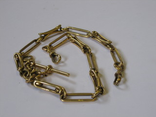 A handsome 18ct gold double Albert watch chain, 2 ozs, 14"