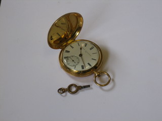 A full hunter pocket watch by Alfred Pegler of 151 High Street, Southampton, contained in an 18ct gold case