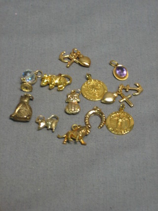 16 various gold charms