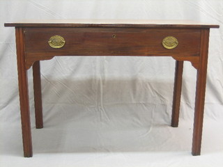 A Georgian mahogany side table fitted a dummy drawer and raised on square supports 49"