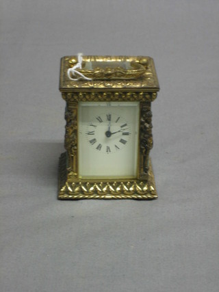 A modern miniature carriage clock with enamelled dial 3"