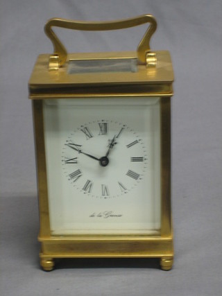 A 20th Century English carriage clock, the bell marked De La Giense