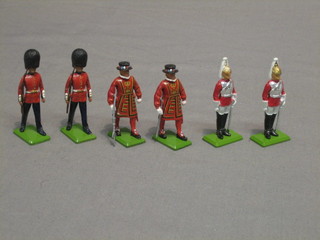 6 various Britains figures of guardsman