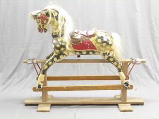 A wooden rocking horse