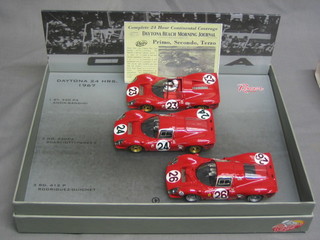 A set of 3 1967 handmade Deytona models of Ferrari racing cars