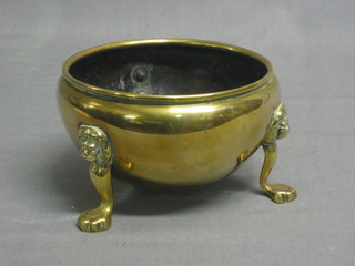 A brass bowl raised on 3 hoof feet 6"