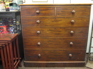 A 19th Century mahogany D shaped chest of 2 short and 4 long drawers, raised on a platform base 48"