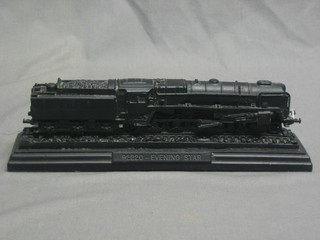 A carved coal model of 92220 Evening Star locomotive 11"
