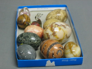A collection of marble model eggs