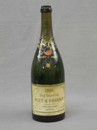 An empty magnum bottle of 1926 Moet & Chandon champagne