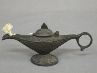 A reproduction oil lamp