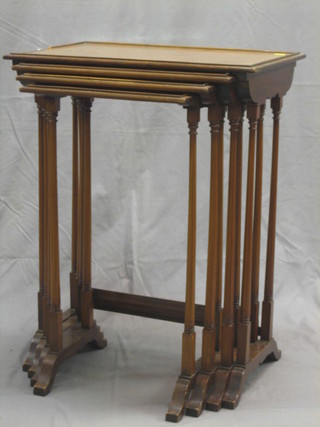 A quartetto of Edwardian inlaid mahogany tables 22"