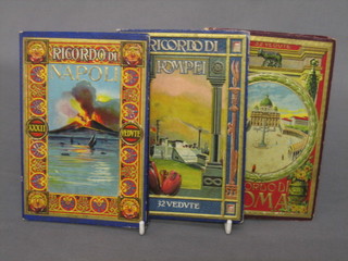 3 WWI period Guides with postcards of Naples, Pompei and Rome