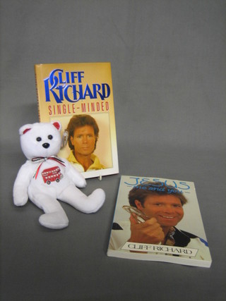 Cliff Richard, "Single Minded" signed Cliff Richard, Cliff Richard "Jesus, Me and You", signed, together with a Summer Holiday 1963 teddybear dated 10.4.00