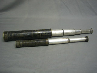 A 7 draw metal telescope and a 3 draw pocket telescope