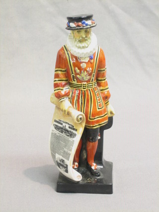 A Royal Doulton figure of a standing Beefeater with Illustrated London News, the base marked Royal Doulton England 8" (f and r)