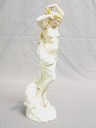A 19th Century Continental porcelain figure of a standing semi-naked lady 14" (f and r)