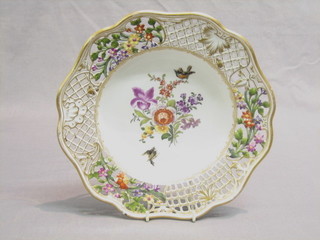 A 19th Century Meissen porcelain ribbon ware plate with floral decoration 9 1/2" (f and r)