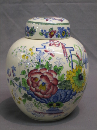 A Masons Strathmore pattern ginger jar and cover 10"