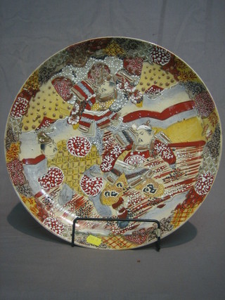 A 19th Century Japanese Satsuma charger decorated Court figures 15" 