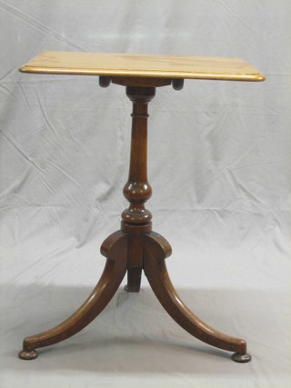 A 19th Century rectangular snap top mahogany wine table raised on  a pillar and tripod column 22"