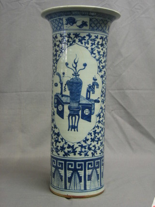 A 19th Century  Oriental blue and white vase 18"