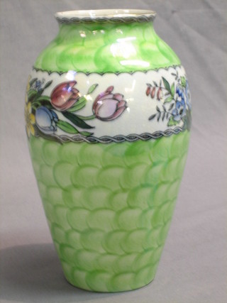 A green glazed Malingware vase, the base marked Malingware 9"