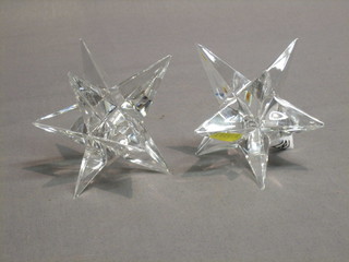 A pair of 1950's Continental star shaped glass candlesticks 4"