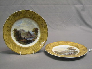 A pair of 19th Century Prattware plates decorated landscape scenes 9"