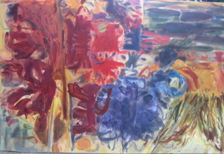 Anita McCullogh, a large Modern Art oil painting on canvas 64" x 96", dated 2000