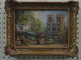 Oil on board, impressionist study "Notre Dame" 5" x 8"