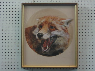 Marion 86, watercolour "Portrait of a Foxes Mask" 10" circular
