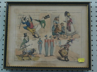 19th Century coloured Lampoon print "Tutors Tourist Assistant" 8" x 10"