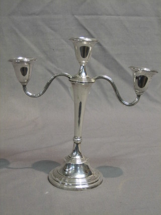 A silver 3 light candelabrum Birmingham 1942, 9"