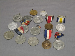 14 various unofficial Local Council Coronation medals together with an LCC School Attendance medal