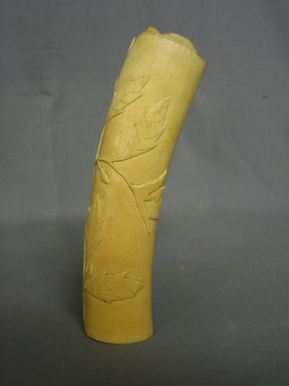 A section of carved ivory with floral decoration 9 1/2"