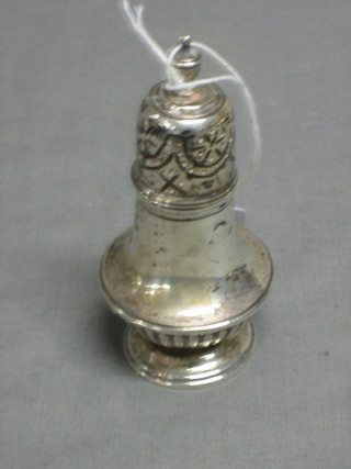 A Georgian style silver pepperette, hallmarked London 4"