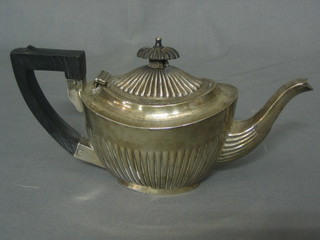 A silver Bachelor's teapot with demi-reeded decoration, 8 ozs