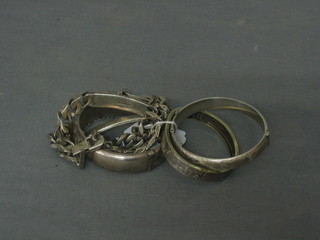 3 silver bangles together with 3 silver bracelets