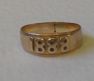 A 15ct gold band marked 1888